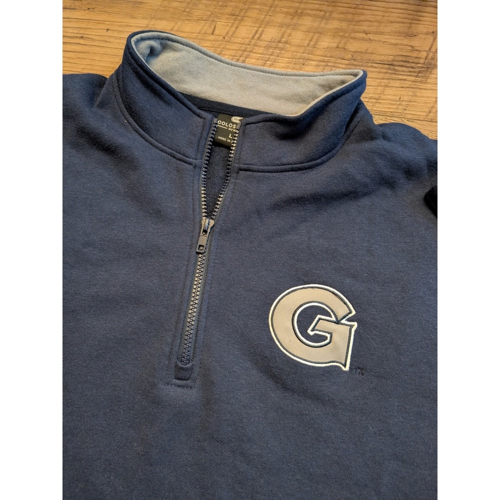 Colosseum Quarter-Zip Jacket Mens Large Navy NWT Georgetown Hoyas Tortugas Logo